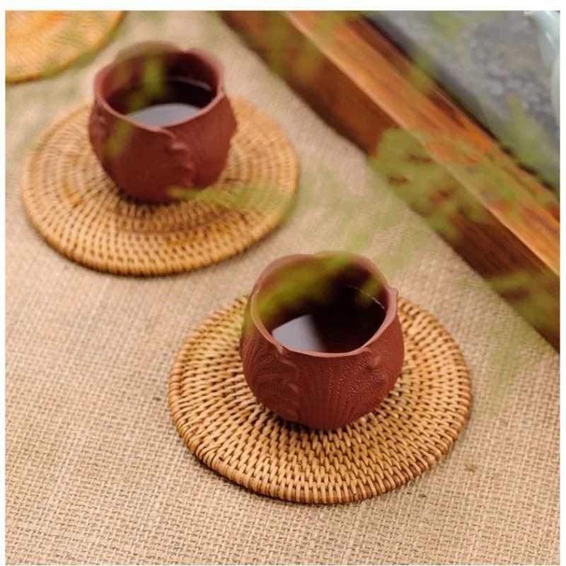 Manufacturer Wholesale Vietnam Rattan Cup Pot Tea Mat Eco-friendly Reusable Table Insulation Mat Tea Set Accessories