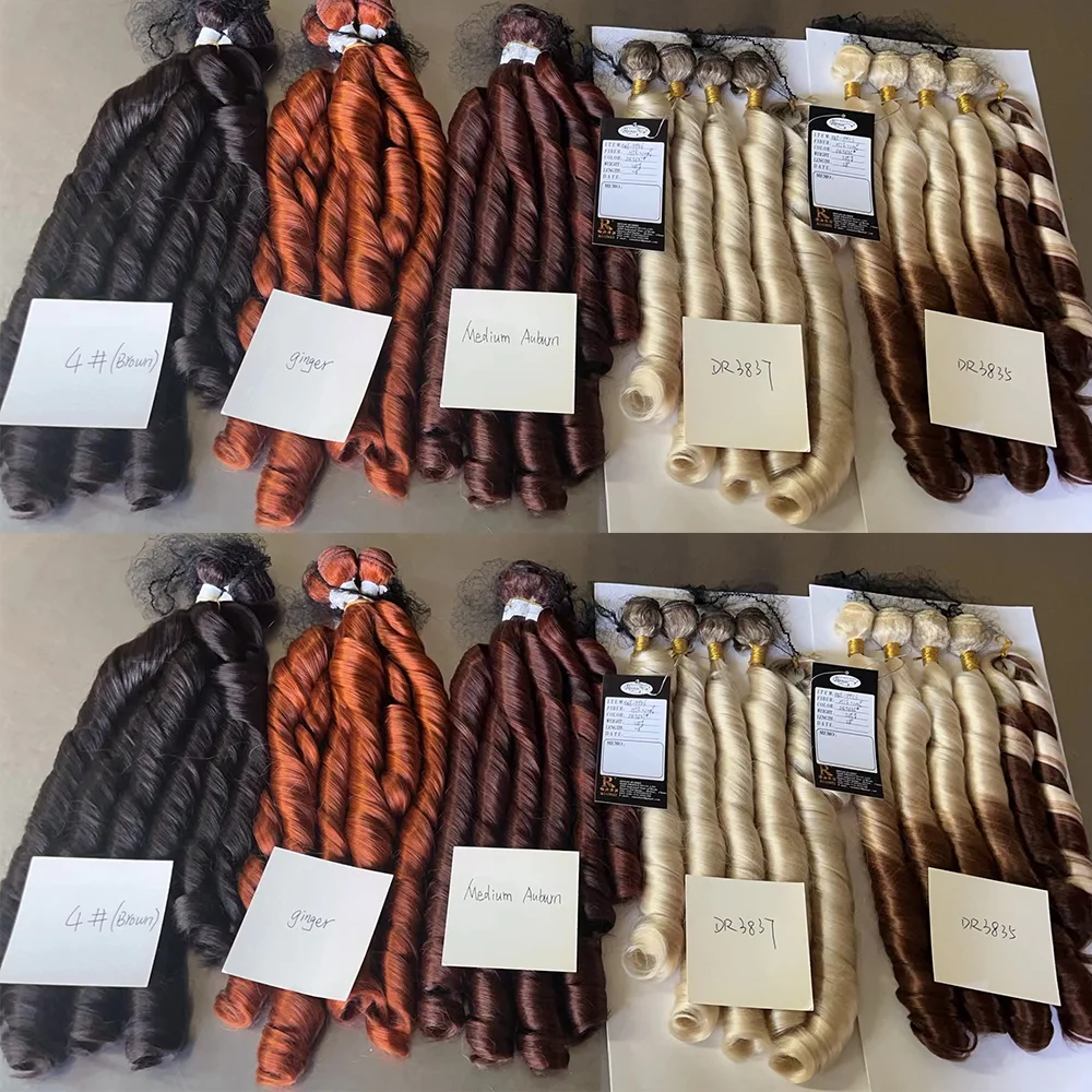 X-TRESS New Bundles Extensions Egg Curly Hair Bundles Ombre Brown Synthetic Stick Hair Extension Synthetic Wefts