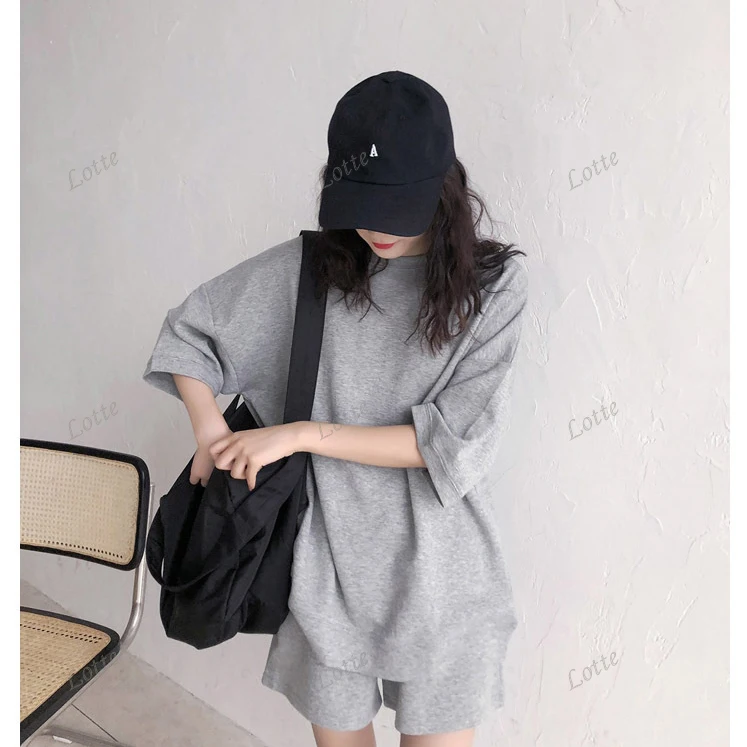 Cotton 2 Piece Set Leisure clothing short and tshirts Workout Short Pants t-shirt Shorts For Women