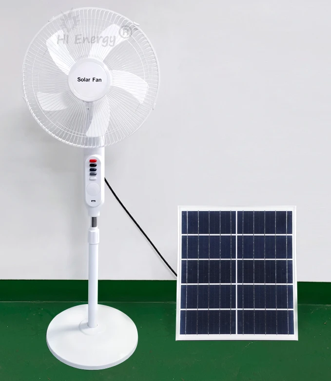 Solar Charging fan 16/18 inch ac/dc stand fan 12V rechargeable remote control and led light solar fan