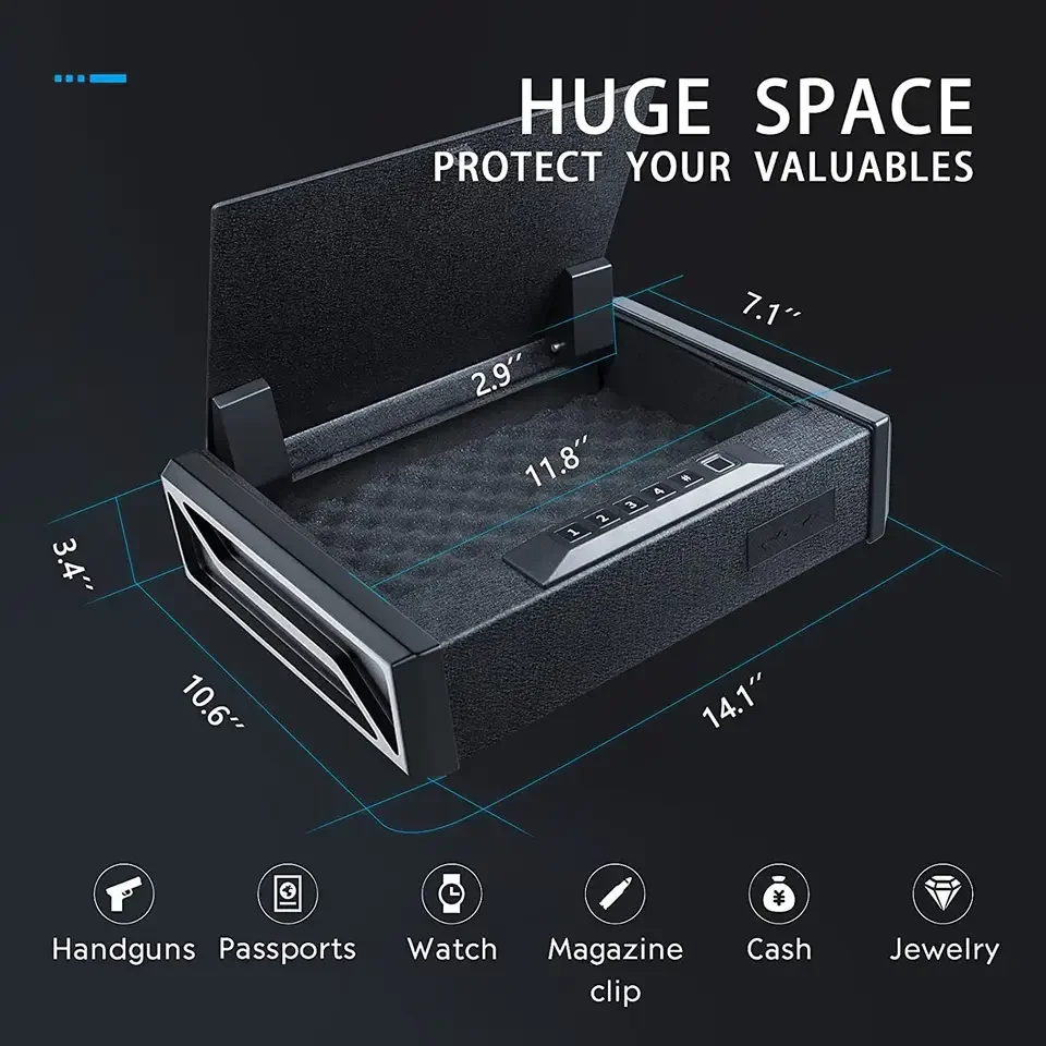Safety Device Gun Safe Box Hidden Portable Hand Gun  Safe Fingerprint Biometric Gun Safe