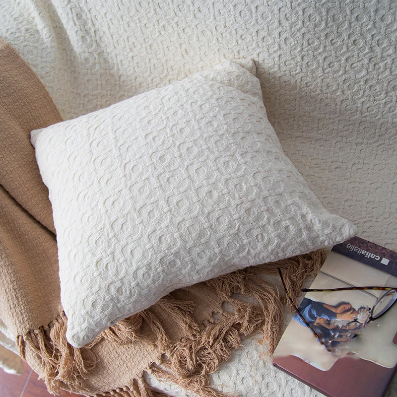 latest design 100% cotton knitted sofa cushion cover decorative home throw pillow cover luxury crochet cushion cover