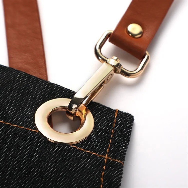 Fast delivery commercial kitchen server denim apron Unisex Adjustable Denim Barber bbq Kitchen cafe Apron With Pockets