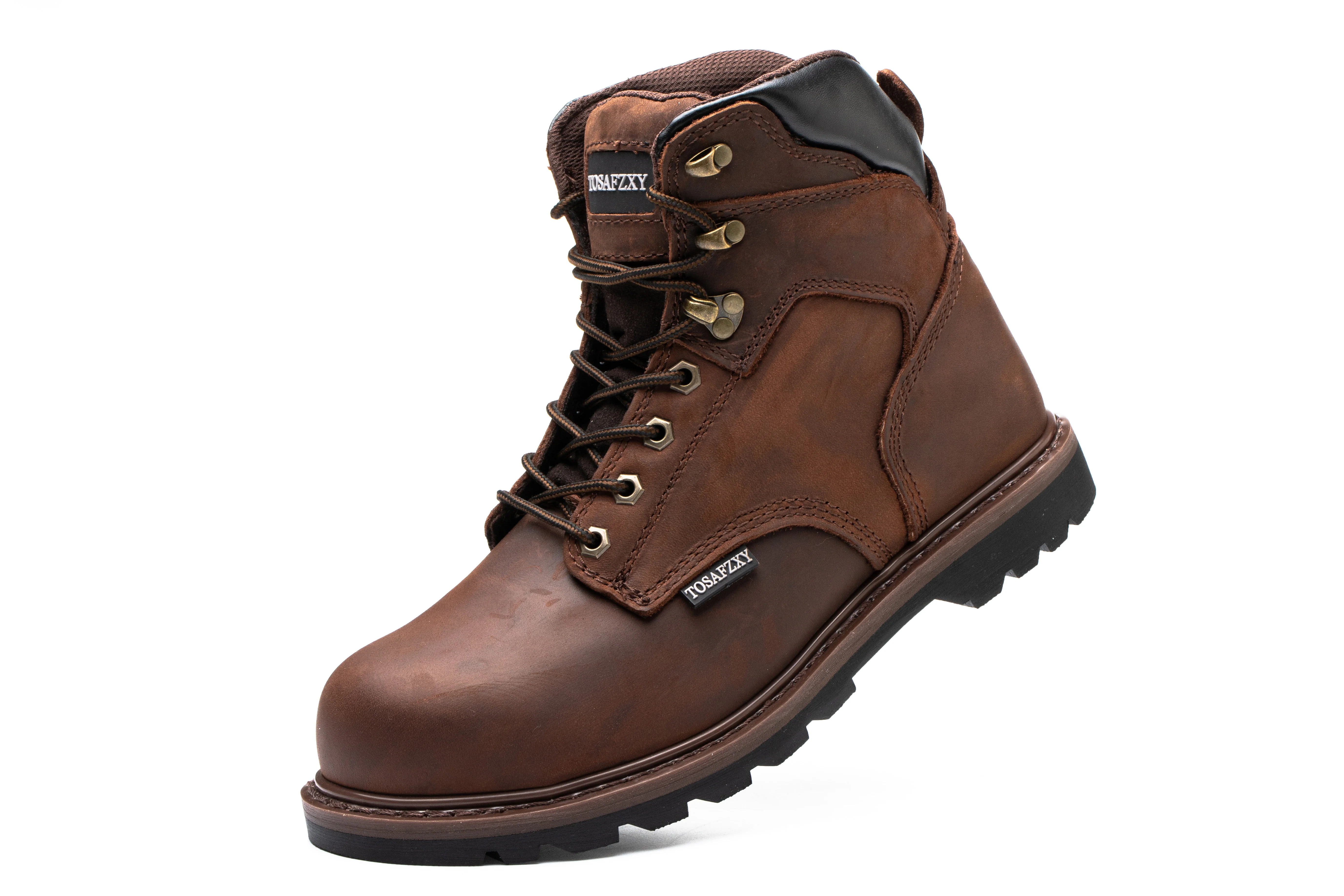 Handmade Crazy Horse Cowhide Vintage Stylish Steel Toe Work Boots For Men