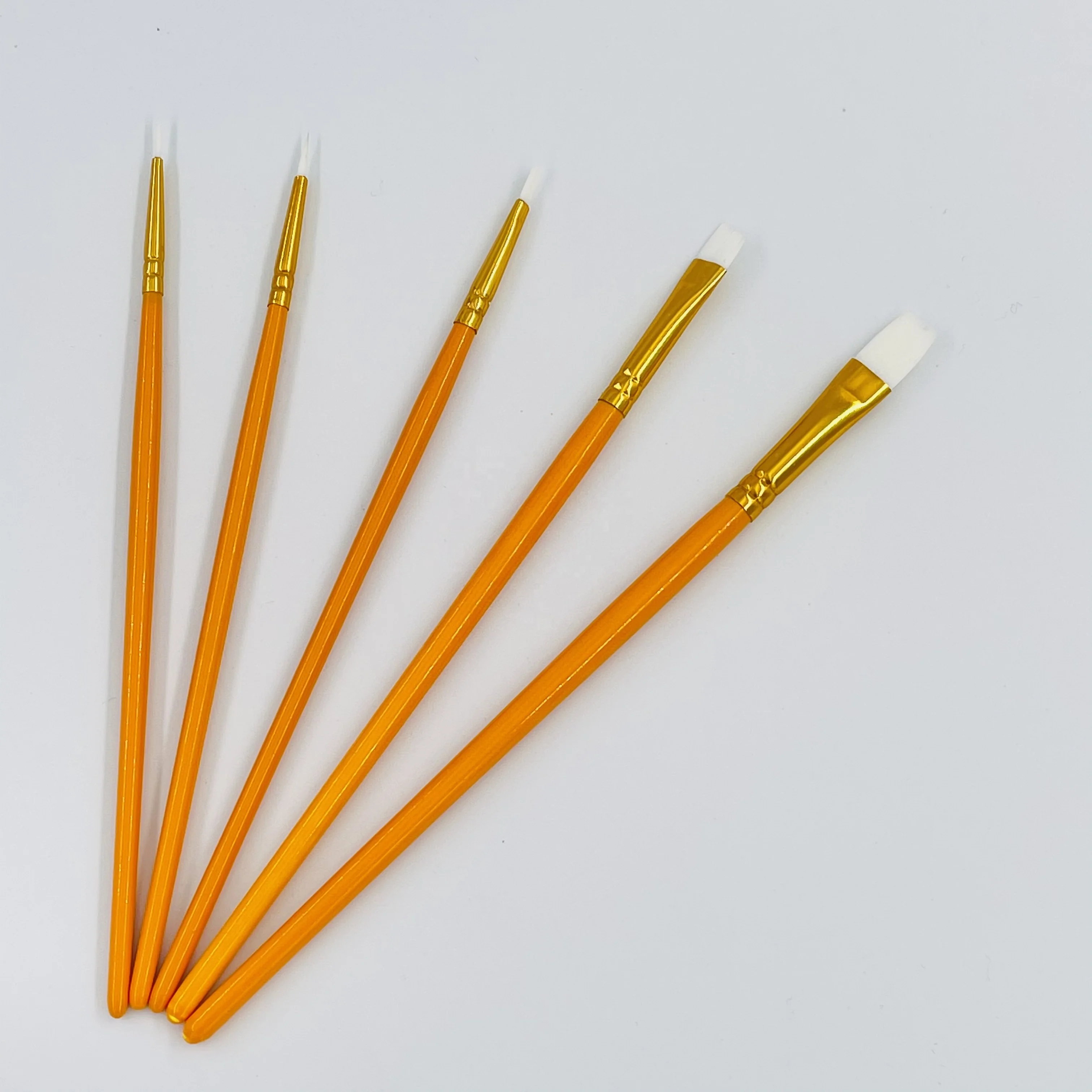 Hot Sale 5 pcs Artist Paint Brush Sets Various Hair Shape Wholesale Wooden Handle Paint Brush For Children School