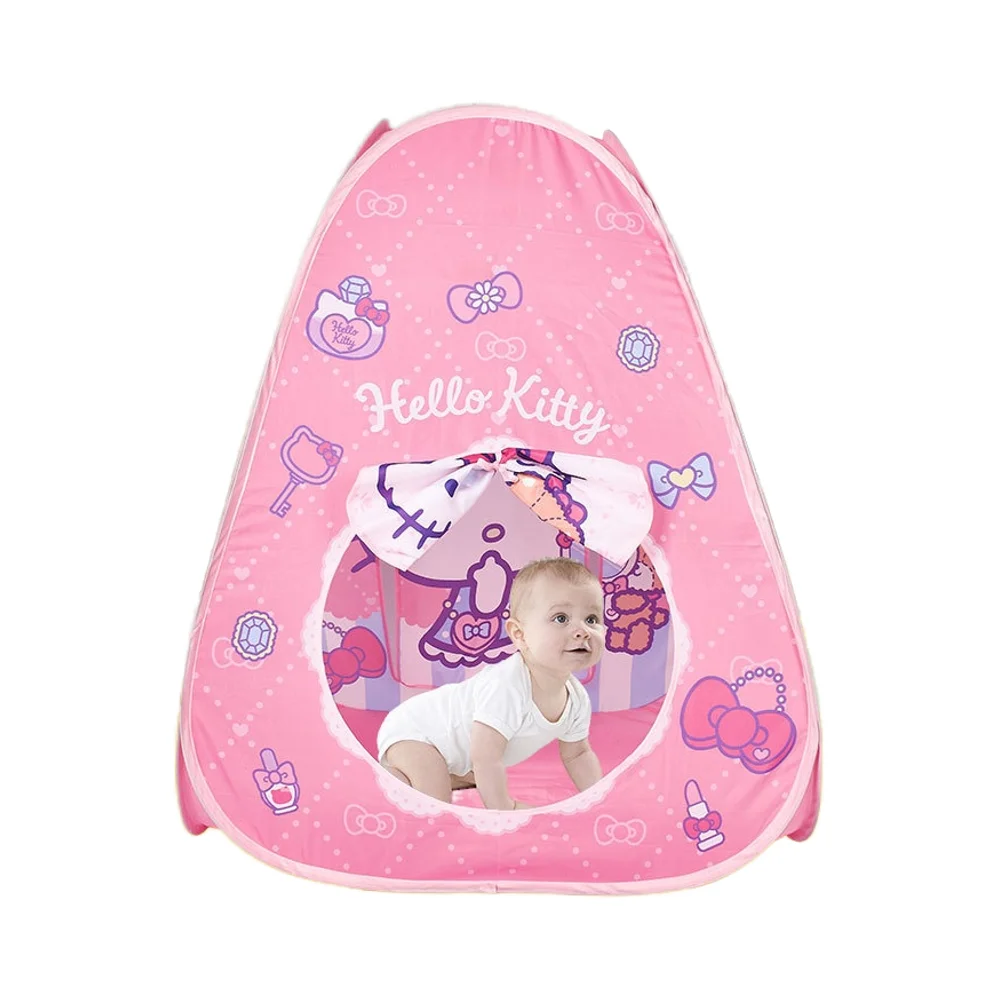 Popular Kids Indoor Children Tunnel Outdoor Playhouse Game Toy Tent Kitty Pink Cartoon Girl Play Tent