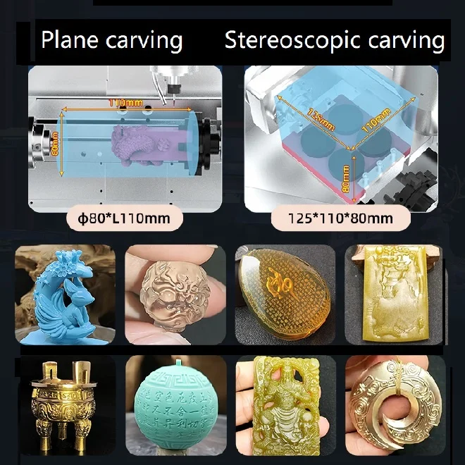 Прецизионная 3D Настольная мини ЧПУ Нефритовый камень драгоценный ювелирные изделия штамповка лапидарная резьба машина по дереву гравировальная