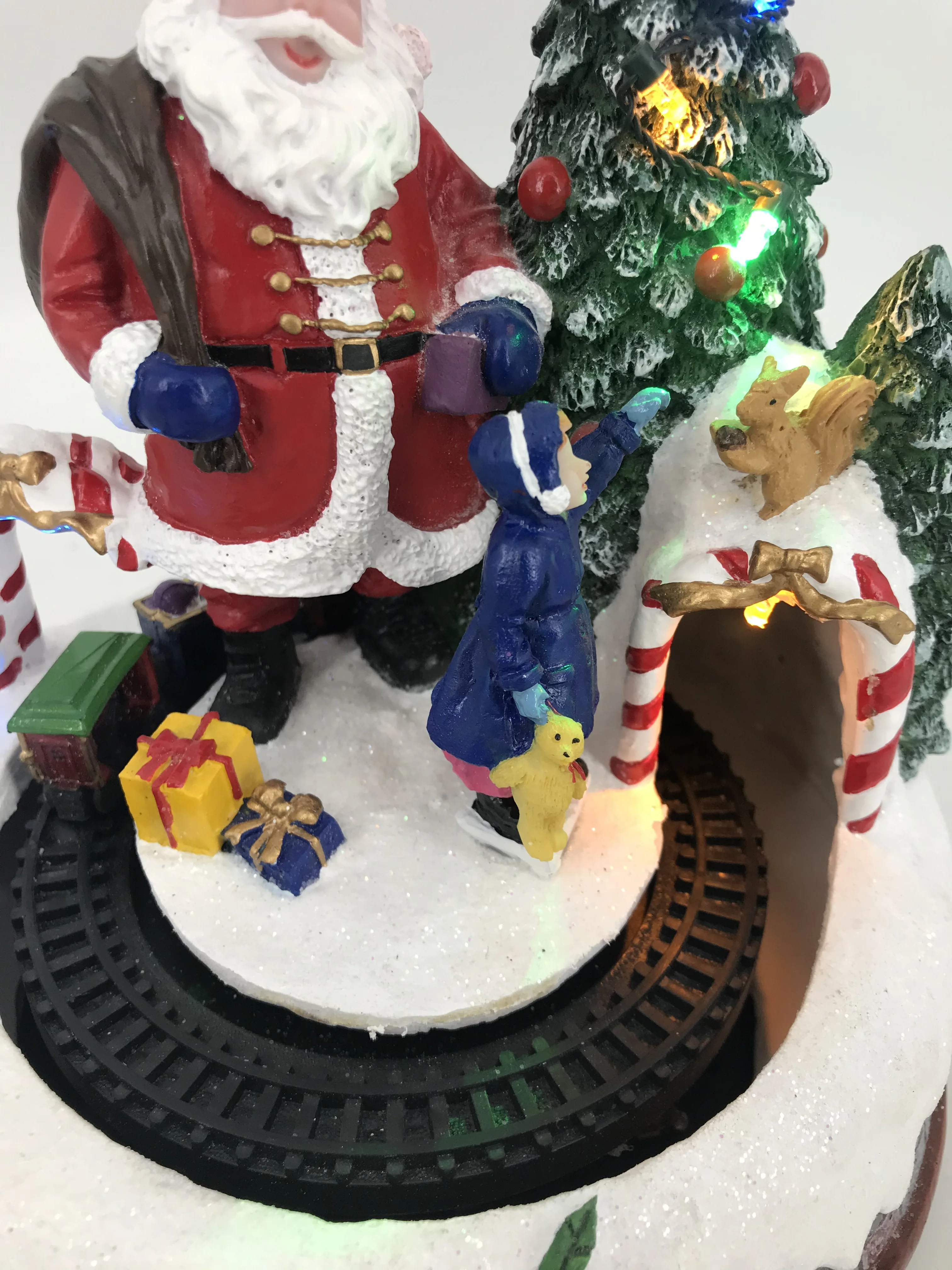 Santa Claus Holiday Turning LED light Christmas music box