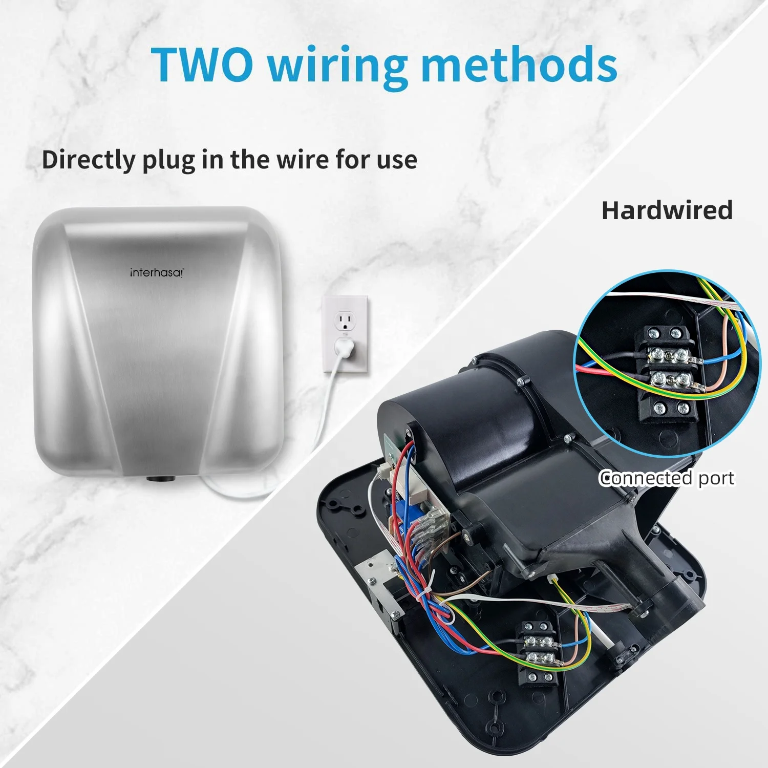 Heavy Duty Commercial washroom ss hand dryer High Speed Stainless Steel Design Warm Wind Hand Blower 1800W Brushed