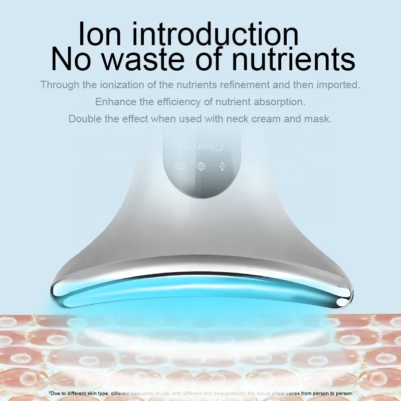 Beauty equipment wholesale New Ultrasonic 3 Colors LED Light Heating EMS Microcurrent Face Neck Lifting Massager