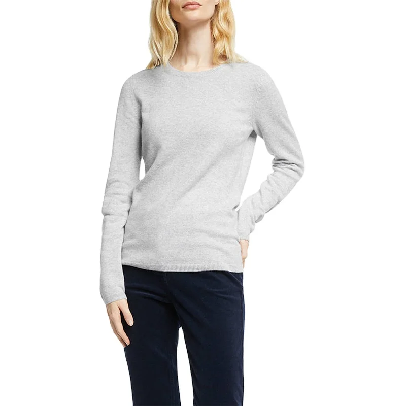 Square Fonda factory Knitted Women 100% cashmere sweater crew neck simple plain pullover sweaters.