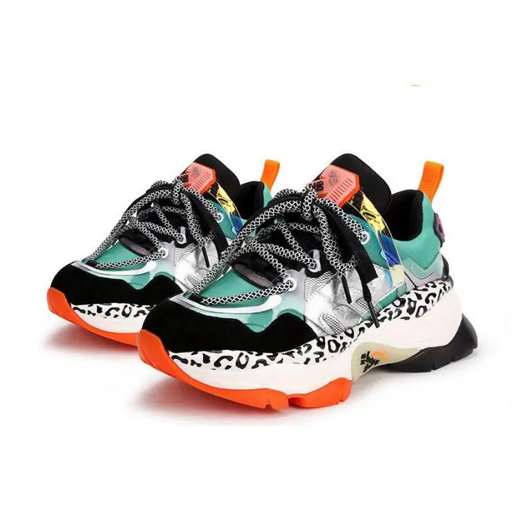 High Quality Genuine leather Sports Shoes Retro Chunky Sneakers for Women Thick Sole Casual Shoes Athletic Dad shoes