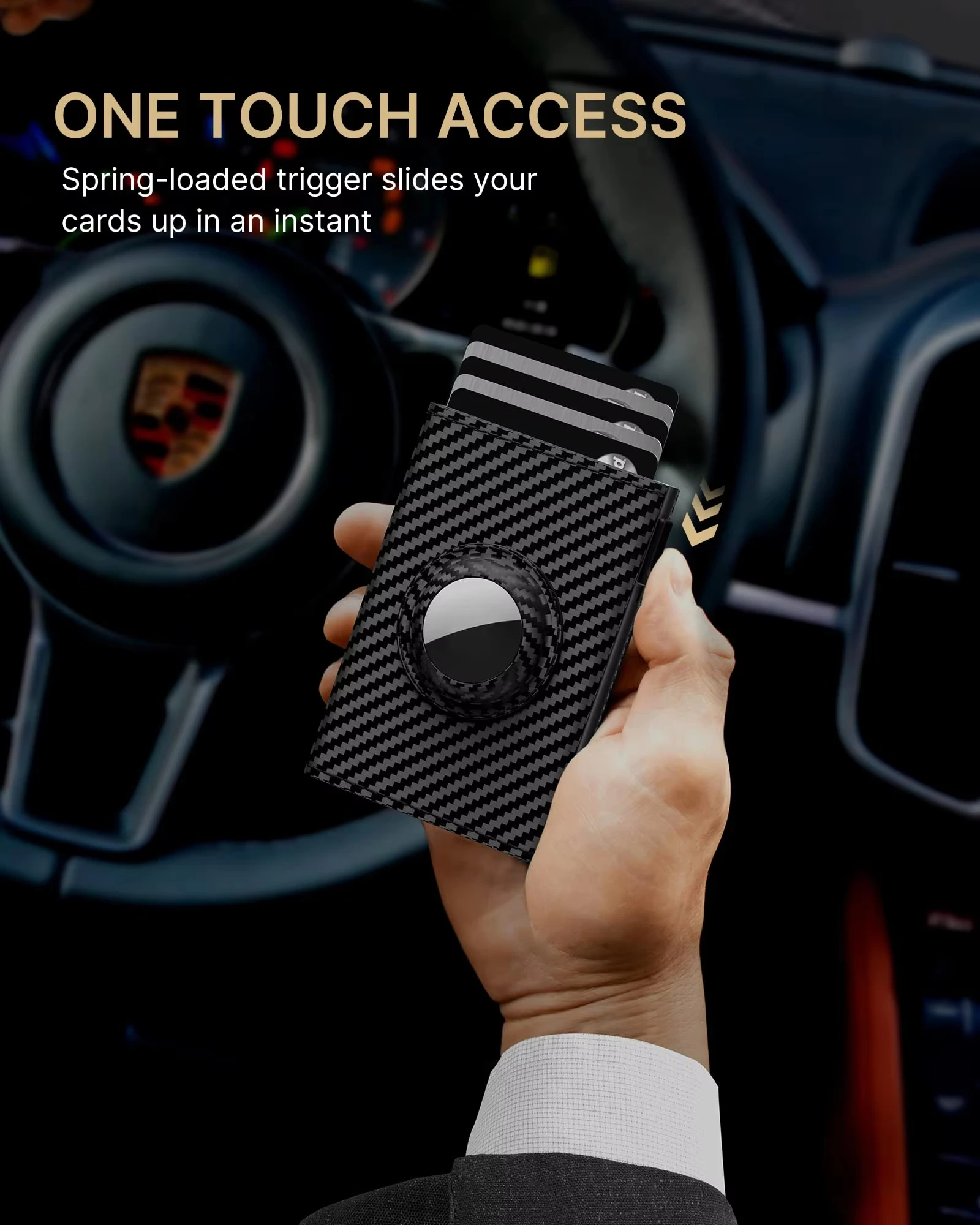 Custom Logo RFID Blocking Pop Up Credit Card Holder Wallet Slim Carbon Fiber PU Leather Metal Aluminum Mans Tri-fold Wallet