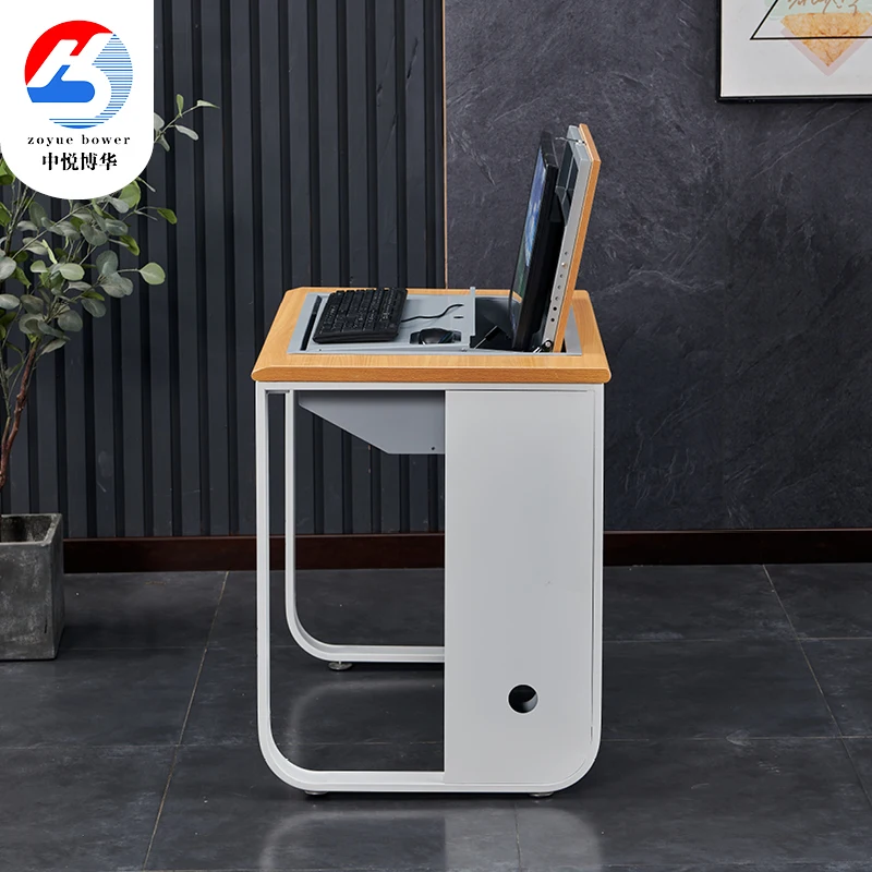 Multimedia Classroom Training Room Flip up Desktop Safe LCD Monitor Computer Desk