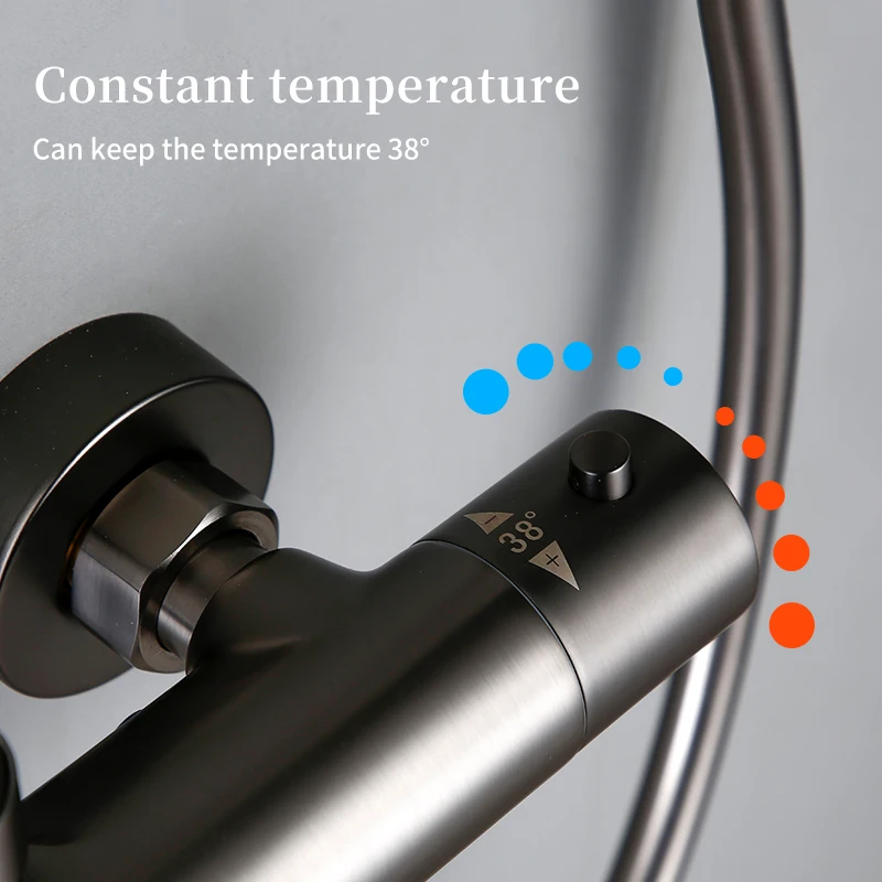 Brass Bath Contemporary Matte Black Round Copper Brushed Metal Exposed Polished European Bathroom Shower Set Faucet Mixer Tap