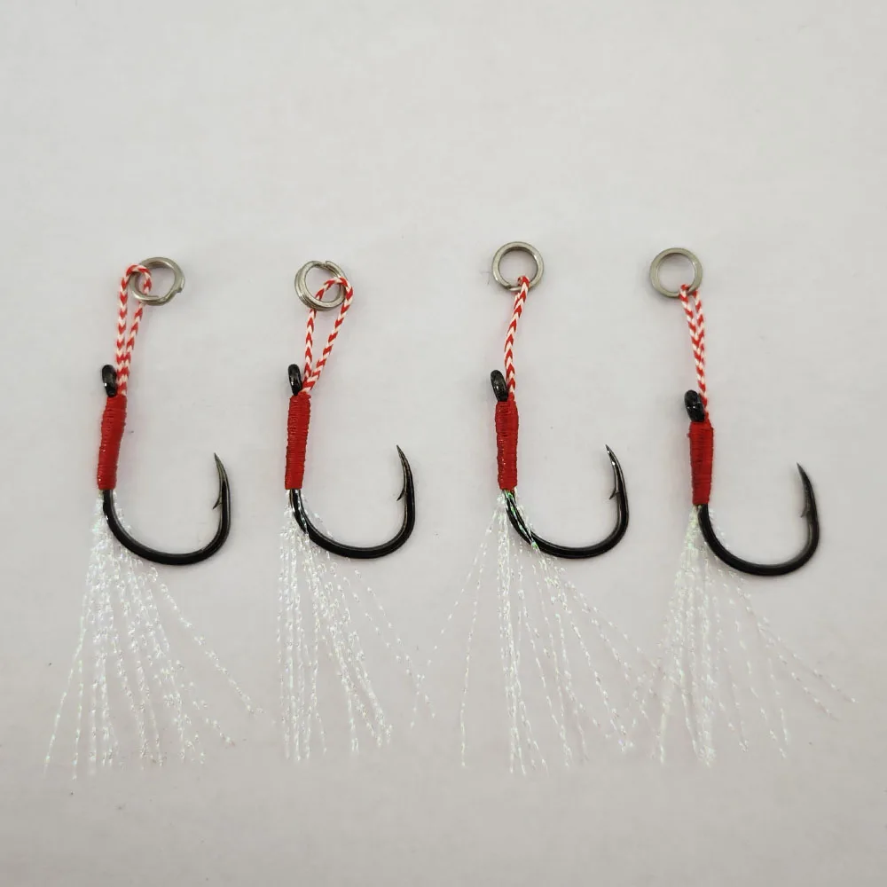 Alpha Assist jig Hook 10#-20# black stainless steel with bright silk fishing bait hook
