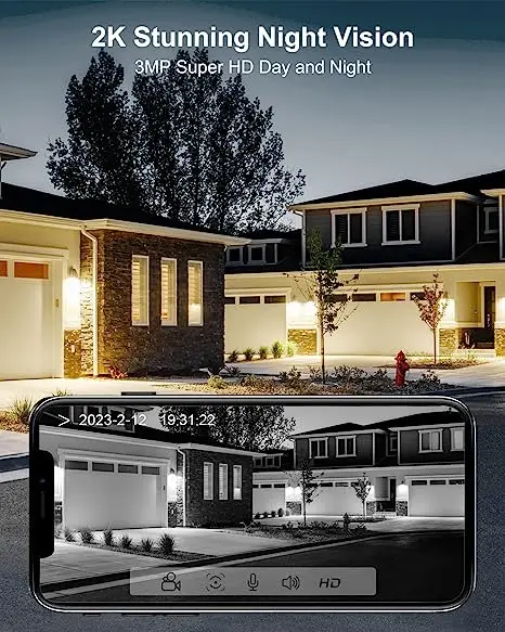 ANRAN 3MP Home Smart Battery Remote Access Control Free APP Solar Panel Wireless Wifi Camera Security