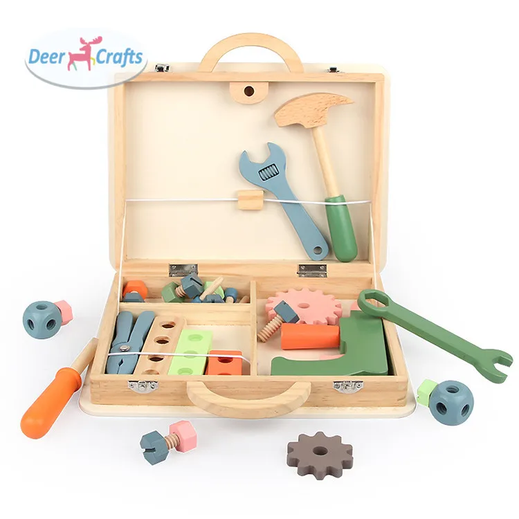 2021 New sale pretend play wooden DIY toy tool box for preschool kids DD03164
