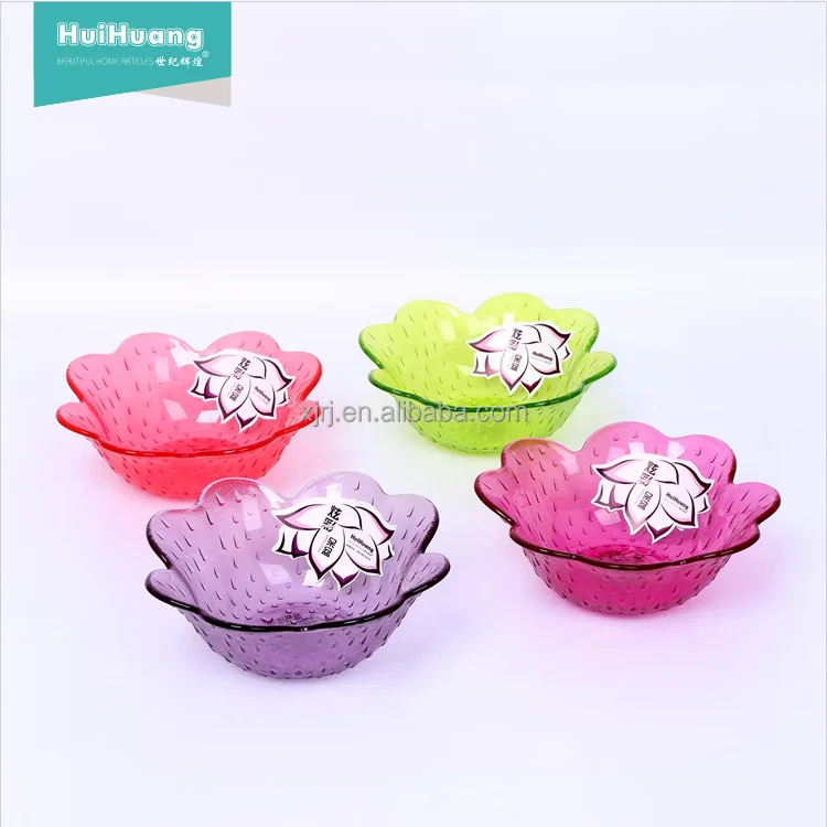 Huihuang BPA free good quality home restaurant flower shape plastic AS fruit salad plate fruit plate wed fruit salad bowl