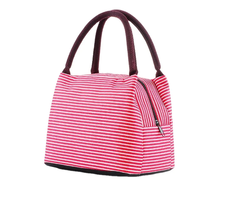 Stripe insulated lunch bag lunch box of male and female children having a picnic lunch box leakage protection bags