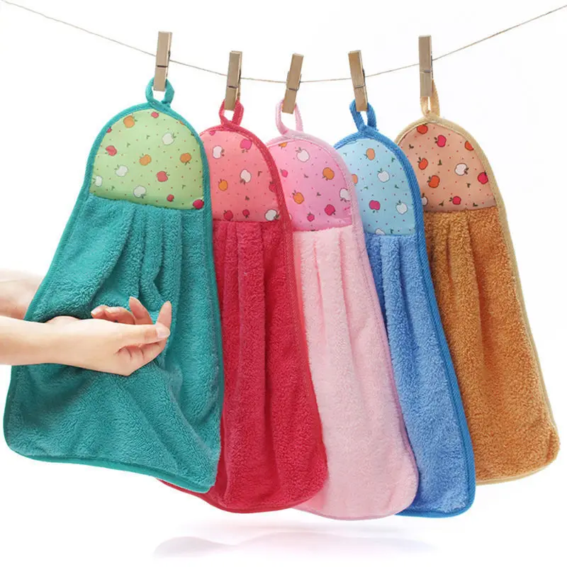 Hot Sale Hanging Kitchen Towel Quickly-dry Lovely Hand Towel With Ties