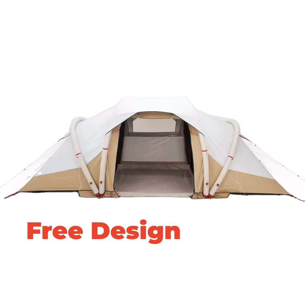 OT6302 Glamping Canvas Inflatable Outdoor Camping, Customized Luxury Polyester Air Family Tunnel Tent