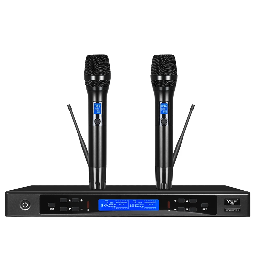 outdoor dual professional wireless UHF 2 channels microphone sound system microphone wireless