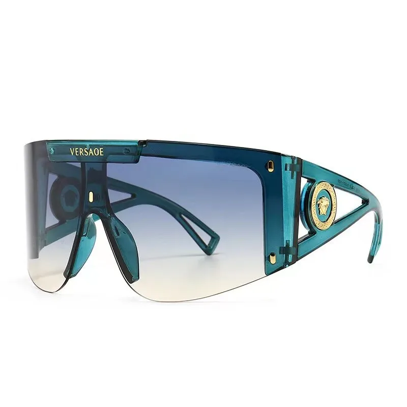 2024 New style  fashion big frame one-piece head sunglasses mask one-piece glasses personality windproof sports sunglasses