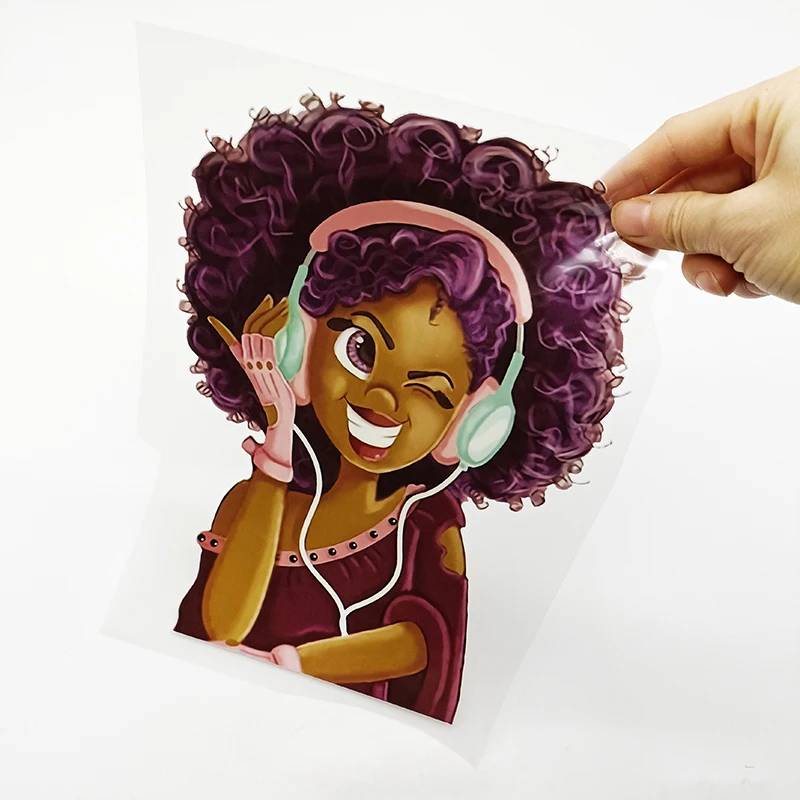 Black girl offset plastisol screen print dtf heat transfers t shirts custom printing heat transfer sticker for clothing