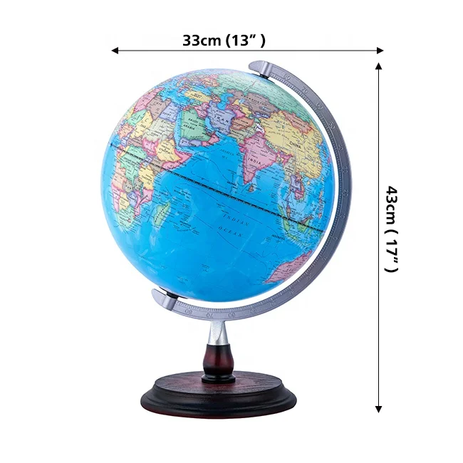 OEM AVAILABLE! 12 Inch Decorative World Globe With Wooden Base and  LED Lights
