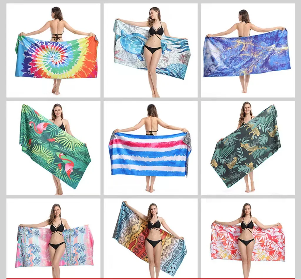 Custom Microfiber Sublimated Digital Sublimation Towel Printed Logo Sports Promotion Personalized Soft Beach Towel On Beach
