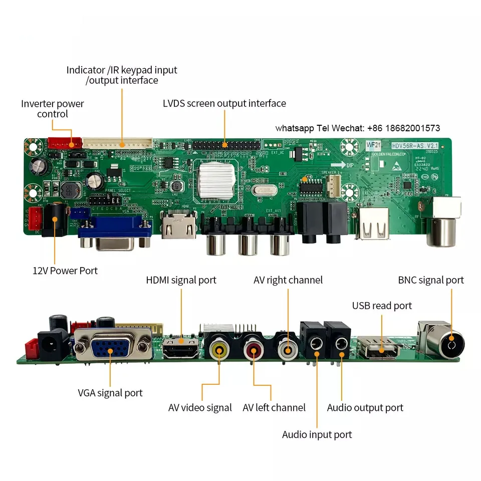 Good quality and Cheap Universal TV Mainboard HDV56R-AS  TV board LCD TV Controller Driver Board