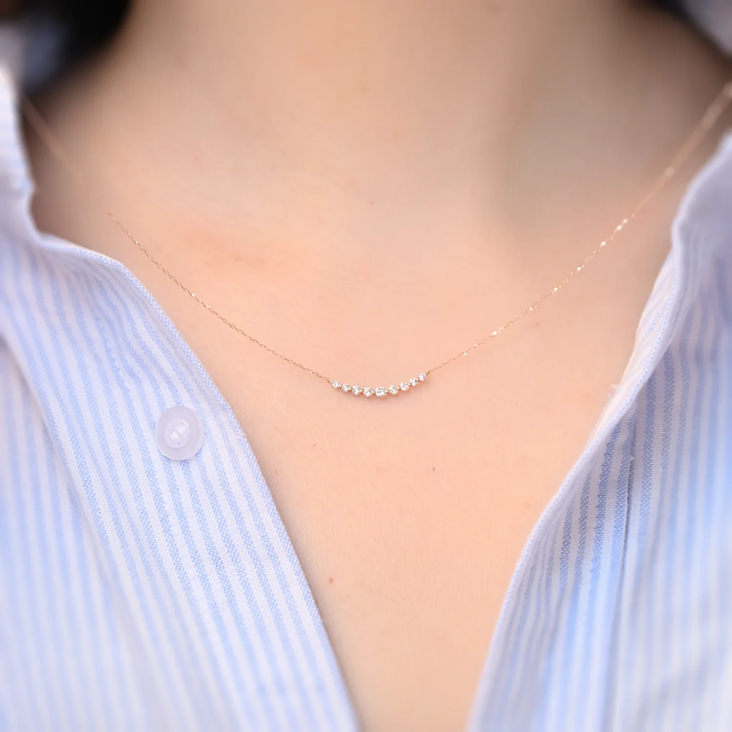 High Quality Fine Jewelry Design 18K Solid Gold Natural Diamond Necklace For Girls