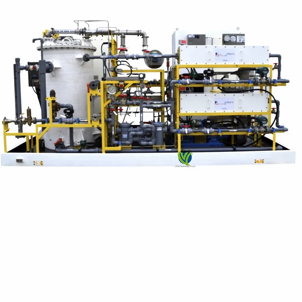 Sodium hypochlorite generator block with titanium iridium ruthenium electrode