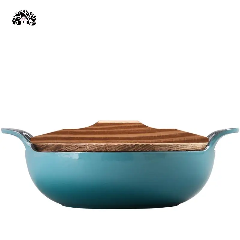 Cast iron enamel pot household enamel double ear ingot pot multifunctional stew pot induction cooker universal