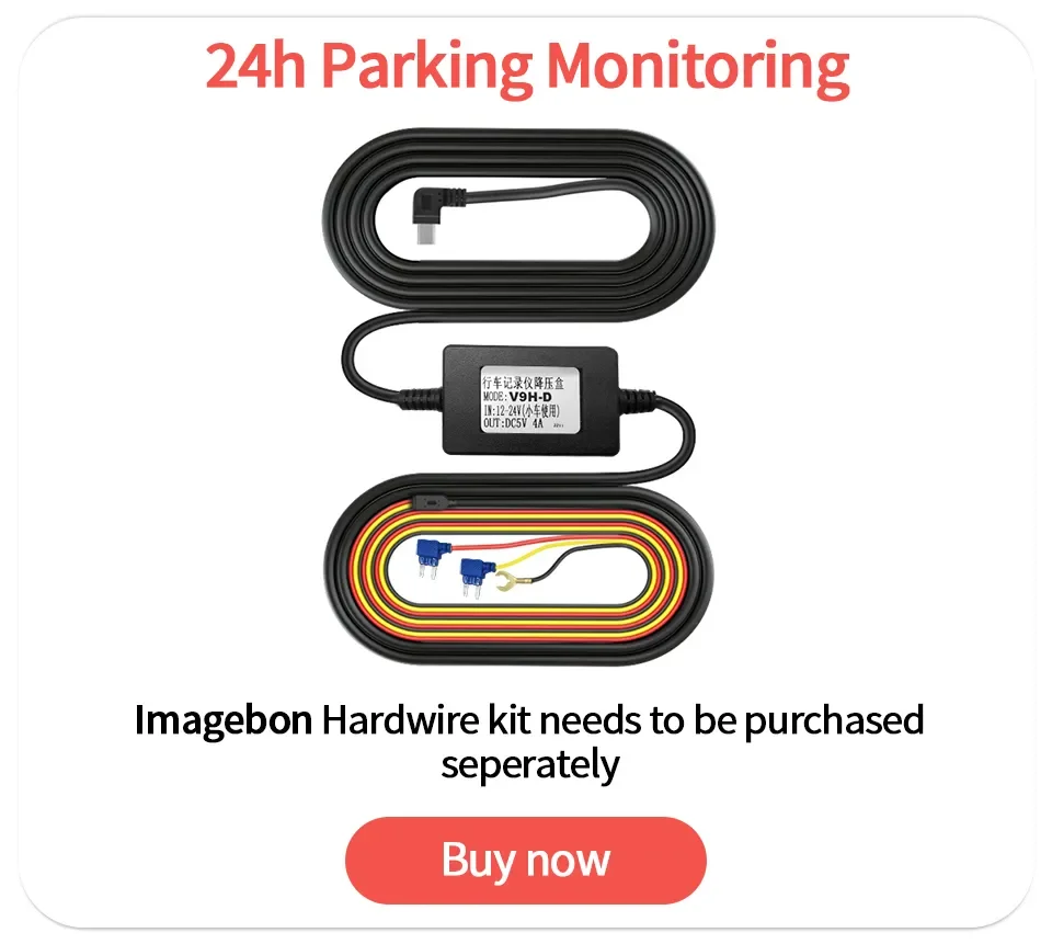 5V 4A ACC Car Charger Hardwire Kit for Dash Cam 24H Parking Monitoring Car DVR Dashcam Camera Buck Line 24H Monitoring