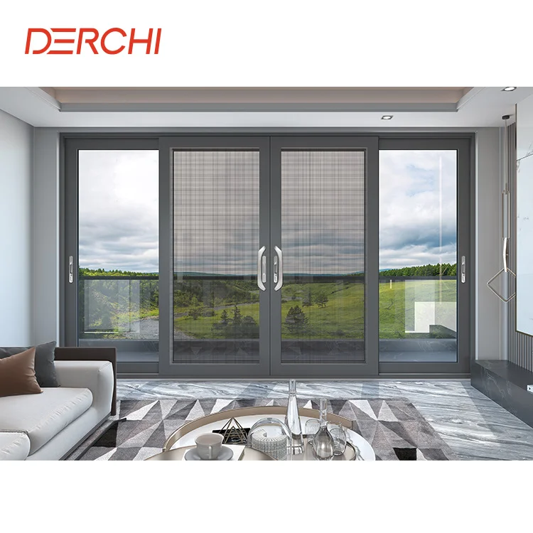 AS2047 NFRC 10 years warranty double glass patio doors sound Insulation exterior balcony aluminum sliding doors
