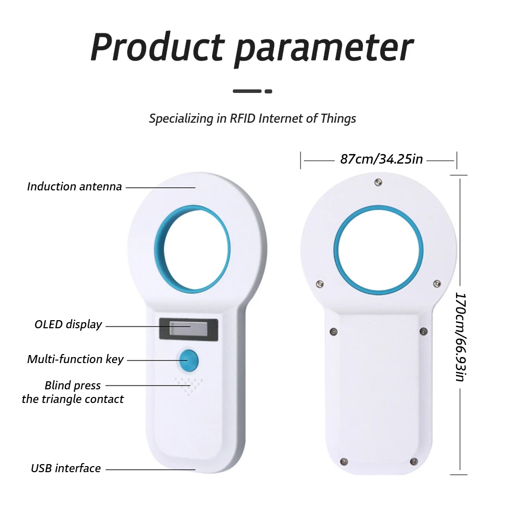 Handheld RFID Animal Chip Reader For Pet 134.2 khz Animal Microchip Scanner For Dog Cat Fish
