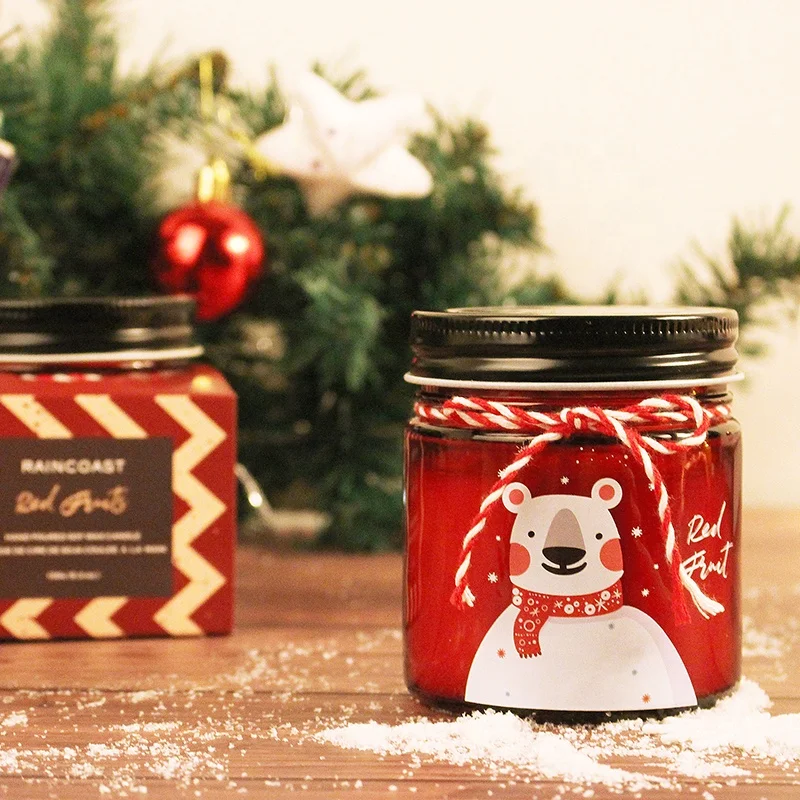 RAINCOAST Christmas Style Glass Candle 150g Private Label Soy Wax Scented Candles