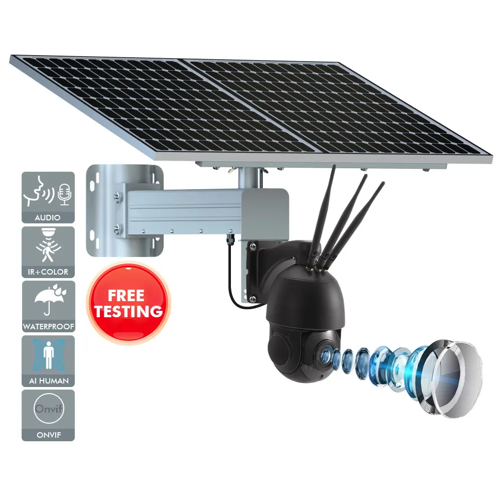 Tecdeft Construction site Solar Cctv System 60w Solar Panel Lithium Battery 4g Cameras DC12v Solar Surveillance System