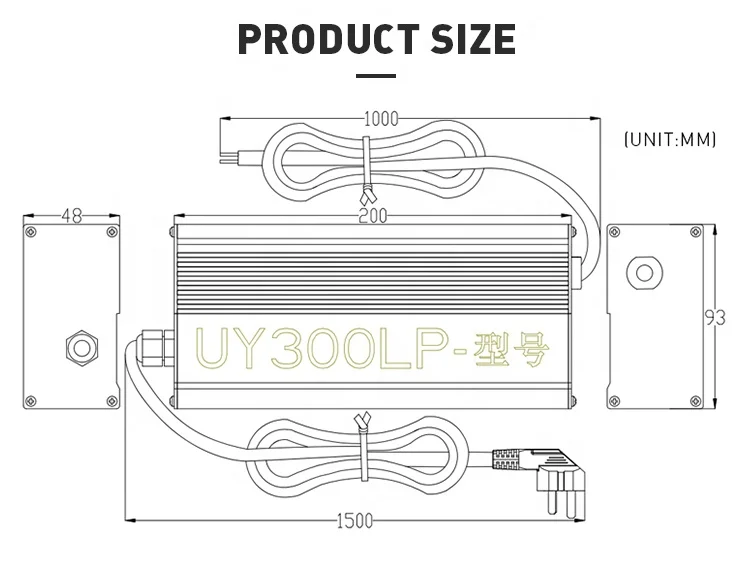 Uy300LP 24 Volt 10A Lithium Battery Charger 12V 16A Lifepo4 Adjustable Battery Charger