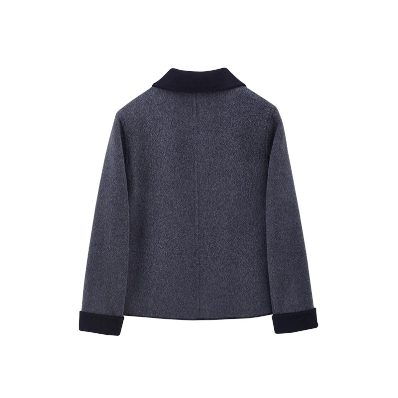 Women 2024 autumn New Fashion Blend short Blazer Coat Vintage Long Sleeve Female Outerwear Chic Femme