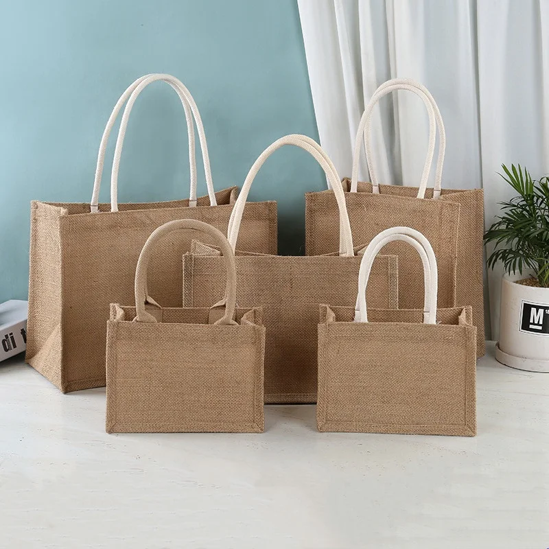 Wholesale Natural Linen Wedding Sacks Gunny Packaging Gift Shopping tote Burlap jute bag