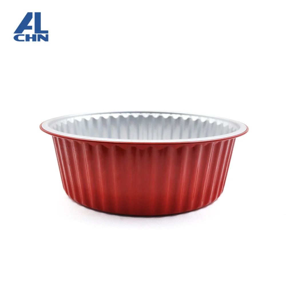 
ALCHN 101oz Wholesale Disposable Aluminum Foil Round Tart Tray Smoothwall Read To Cooking Containers and Lid For Food Packaging 