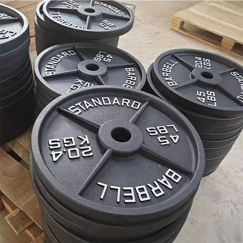 Cheap wholesale fitness equipment 25 kg  30 kg  25 lb cast iron barbell weights plate set