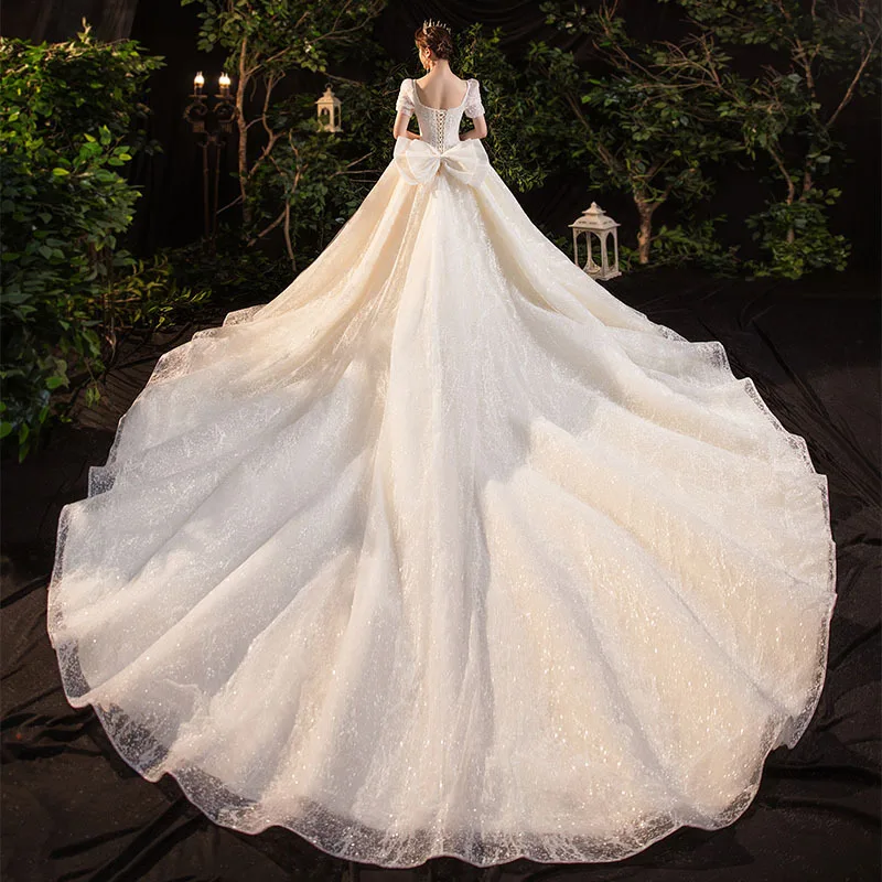 2022 Floral Print Round, Allurebridals Wedding Dress Embroidery Bridal Gowns Robe Mariage Wedding Dresses For Women Bridal