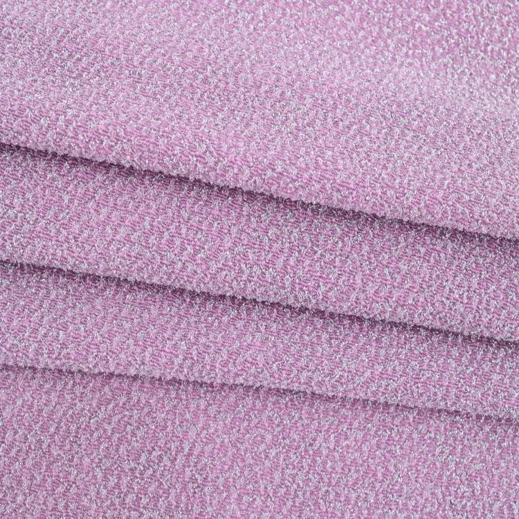 75%Polyester 20%Lurex 5%Spandex Printed Knitted Lurex Stretch Stripe Jacquard Fabric Metallic For Women Dress