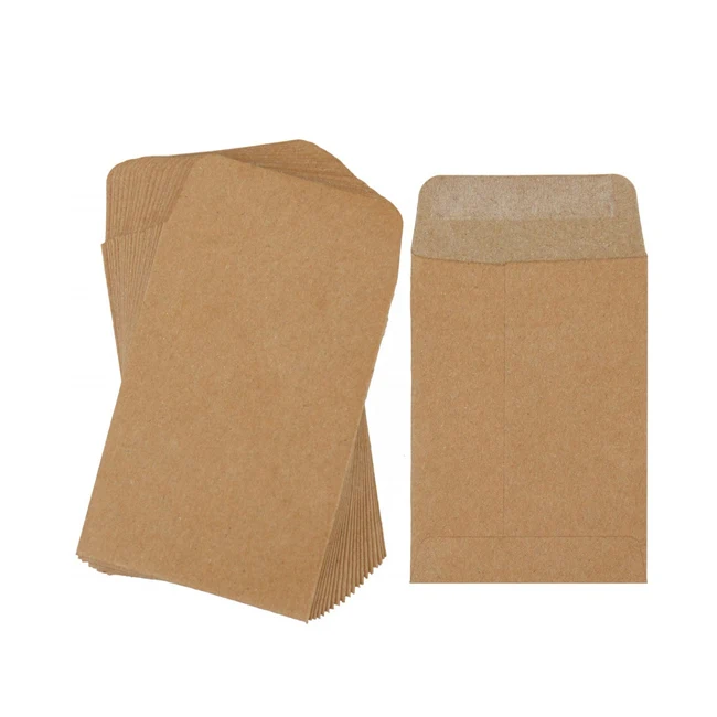 Kraft Paper Self-Adhesive Mini Parts Envelopes 2.25 x 3.5 inch Small Brown Kraft Coin Envelopes