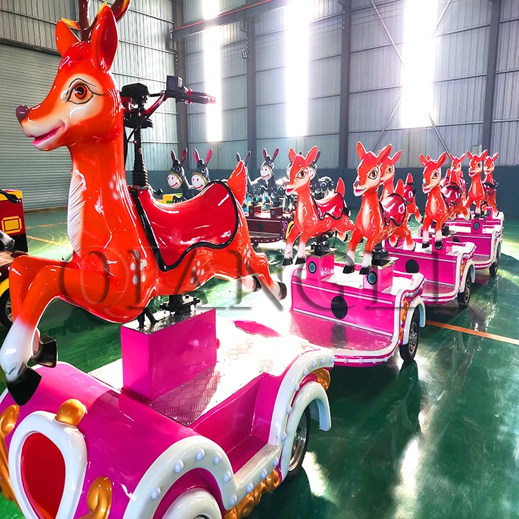 Qiangli Direct factory attraction Deer customized interesting popular amusement park rides sightseeing Tourist Road Trackless Tr