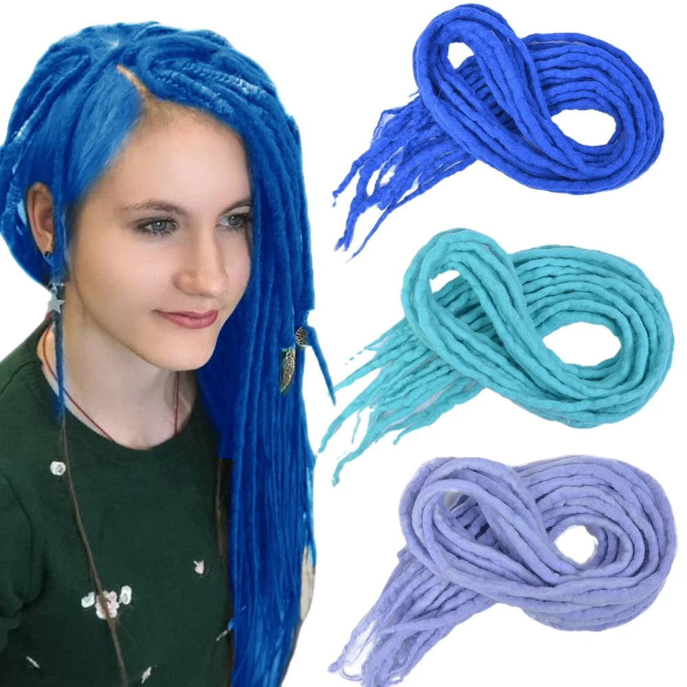 Wholesale cheap Long 22'Ombre Soft Nepal Felted Wool Handmade Afro Synthetic Dreadlocks Crochet Braids Hair For Kids And Adult